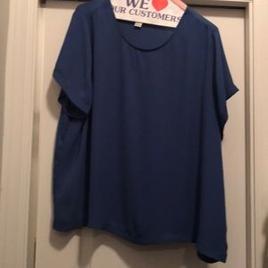 Short sleeve blue chiffon top